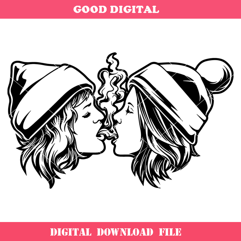 Best Bud Girl Smoking Svg, 2 Girl Smoking Cannabis Svg.jpg