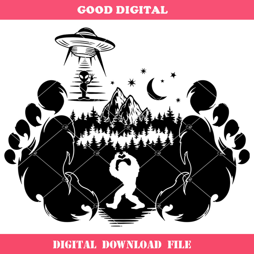 Bigfoot And Alien Svg, Bigfoot Svg, Alien Svg, Yeti Svg.jpg