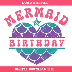 birthday mermaid svg, mermaid party svg, birthday girl svg