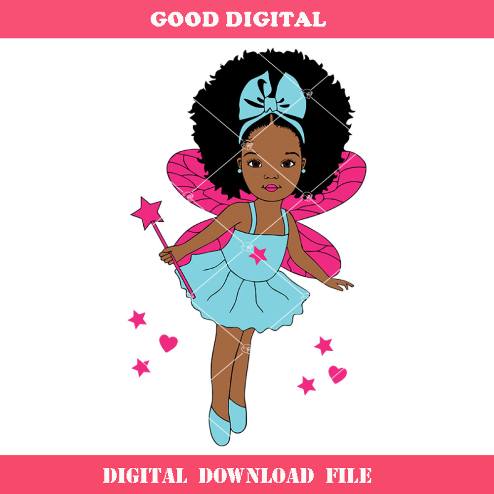 Black Girl with Magic Stars Svg, Afro Baby Girl Svg.jpg