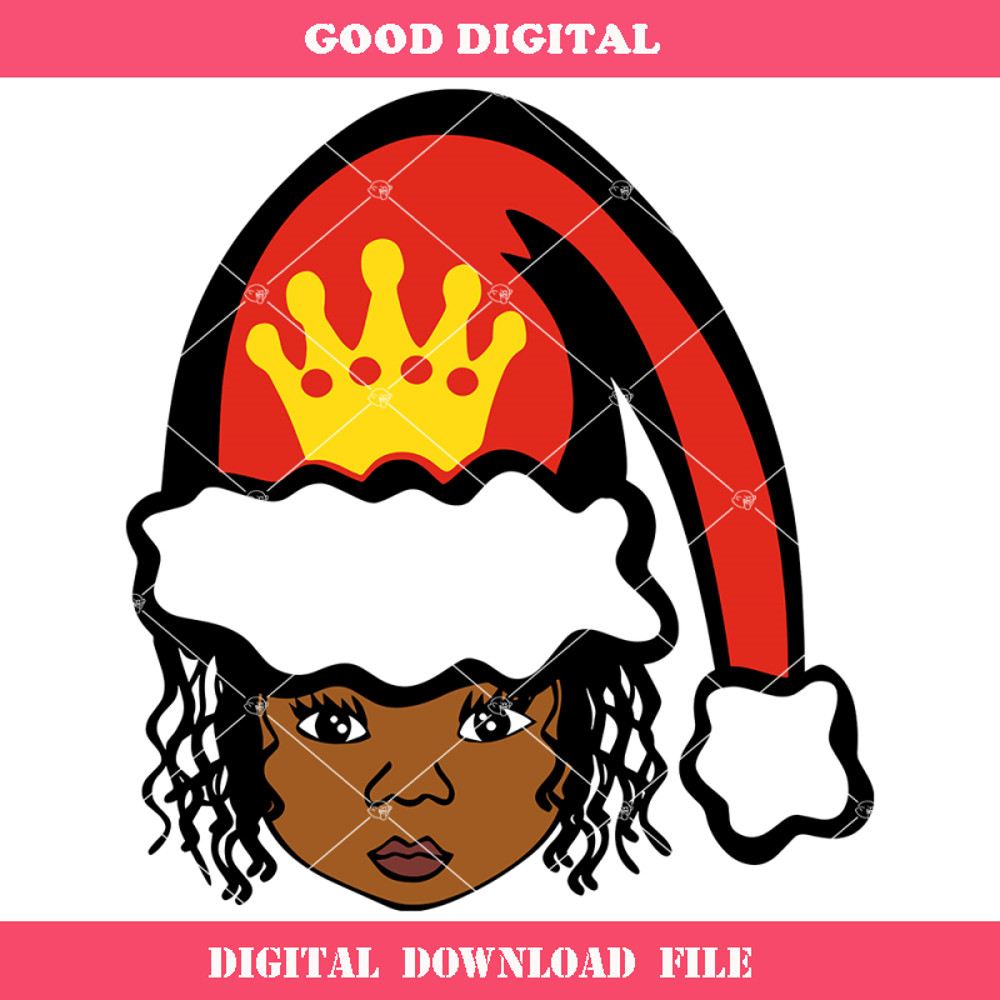 Black Queen Svg, Afro Santa Svg, Afro Woman Christmas Svg.jpg
