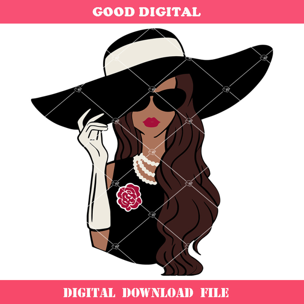 Black Woman Church Classy Hat Glasses Svg, Afro Woman.jpg
