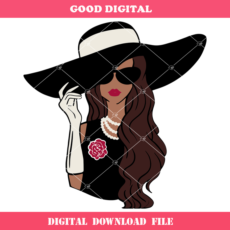 Black Woman Church Classy Hat Glasses Svg, Afro Woman.jpg