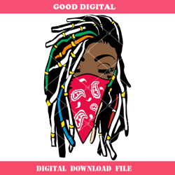 black woman with dreadlocks svg, bandana svg, melanin svg