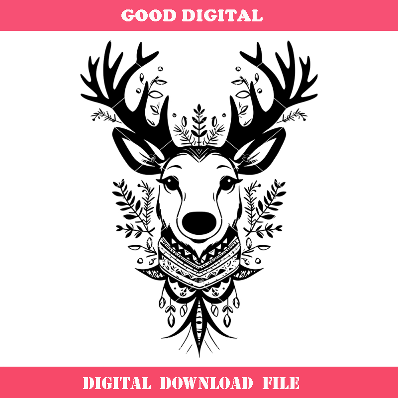 Boho Reindeer Svg, Cute Reindeer Svg, Cute Christmas Svg.jpg
