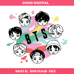 bts chibi svg, popular music group svg, idol svg, music svg