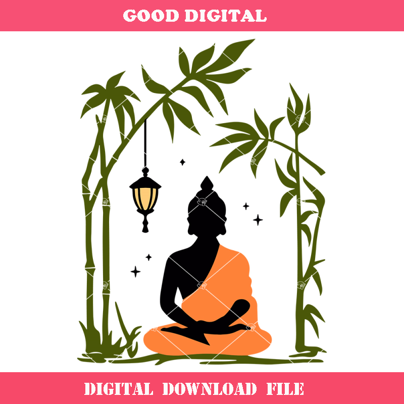 Buddha Bamboo Hut Svg, Yoga Buddha Svg, Buddha Silhouette.jpg