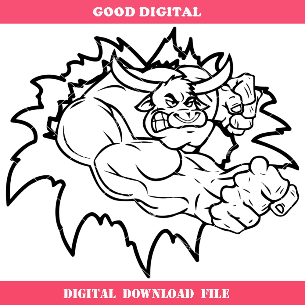 Bulls Break Hole Svg, Sport Mascot Svg, Sport Logo Svg.jpg