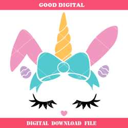bunny unicorn face svg, easter bunny svg, easter svg