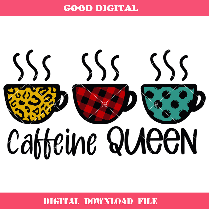 Caffeine Queen Svg, Fall Coffee Svg, Cozy Svg, Plaid Svg.jpg