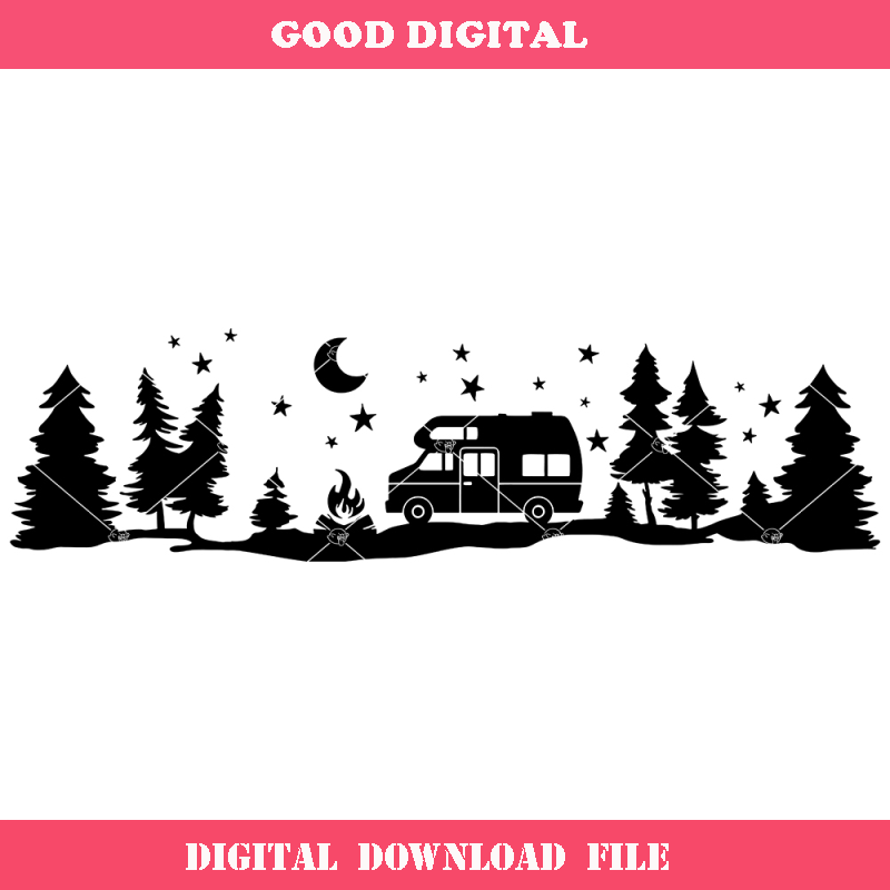 Camping Camper Van Svg, Campfire in the Woods Svg.jpg