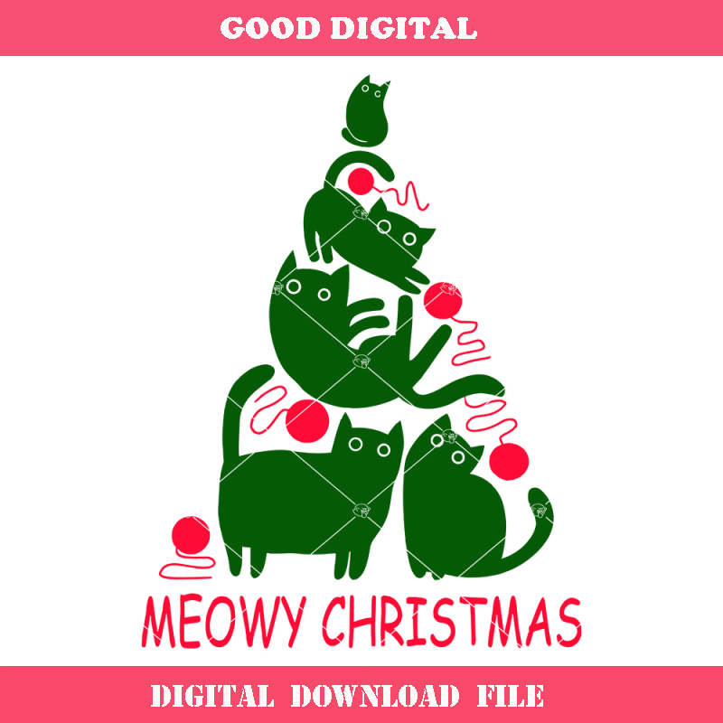 Cat Christmas Tree Svg, Meowy Christmas Svg, Cute Cats Svg.jpg