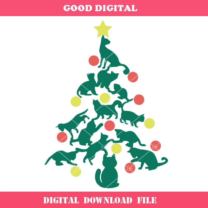 Cat Pine Tree Svg, Christmas Tree Svg, Funny Christmas Svg.jpg