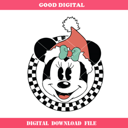 checkered santa minnie svg, minnie mouse christmas svg