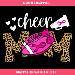 cheer mom svg, leopard mom svg, pink rugby svg