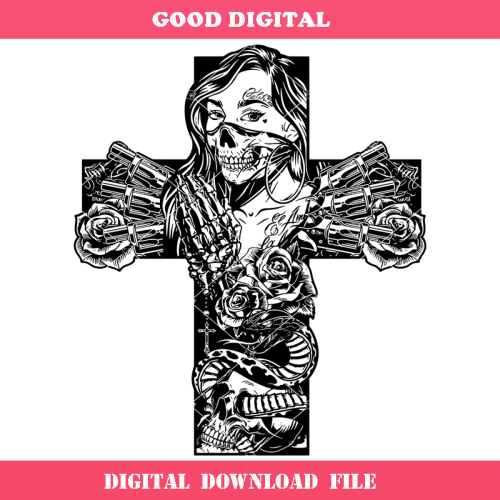 Chicano Cross Svg, Style Tattoos Svg, Tattoo Art Svg.jpg