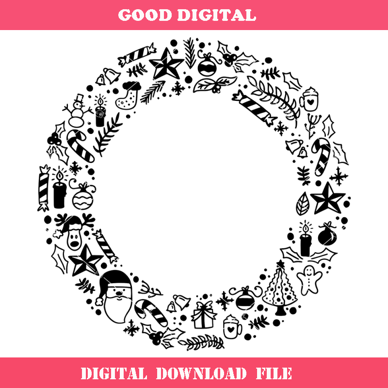 Christmas Elements Wreath Svg, Happy Holidays Christmas Svg.jpg