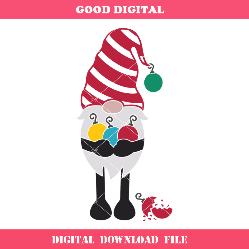 Christmas Gnome with Ornaments Svg, Funny Gnome Svg, Cute.jpg
