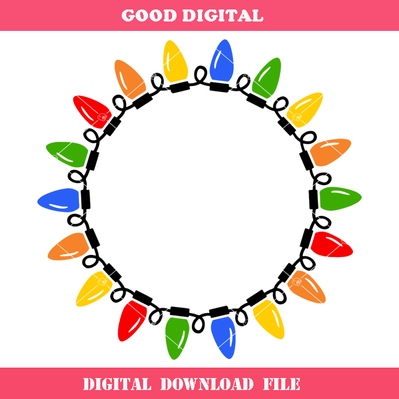 Christmas Lights Monogram Frame Svg, Christmas Lights Svg.jpg