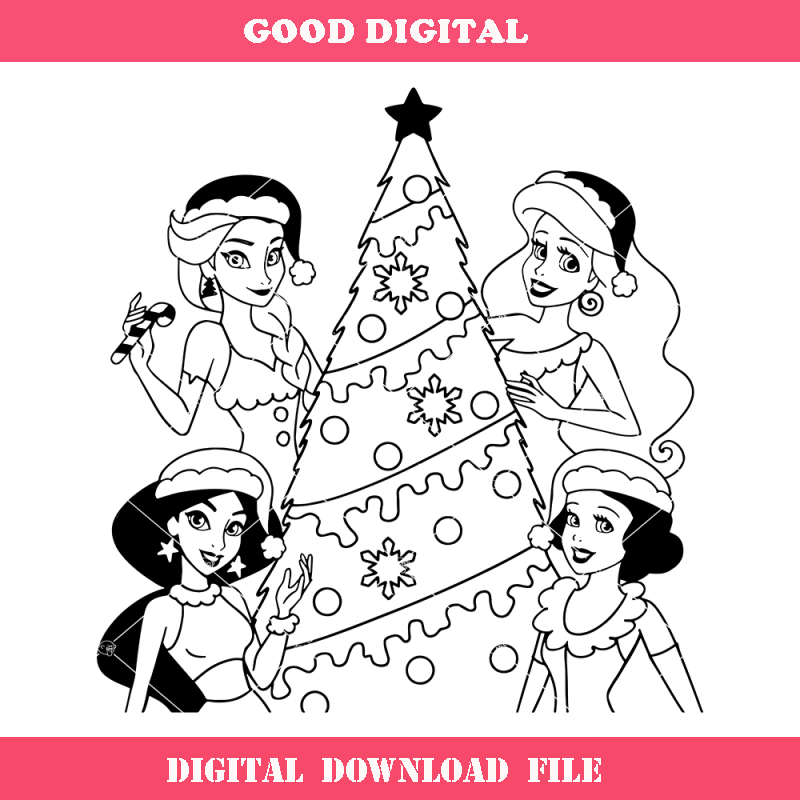 Christmas Princess Svg, Christmas Tree Svg, Disney Christmas.jpg