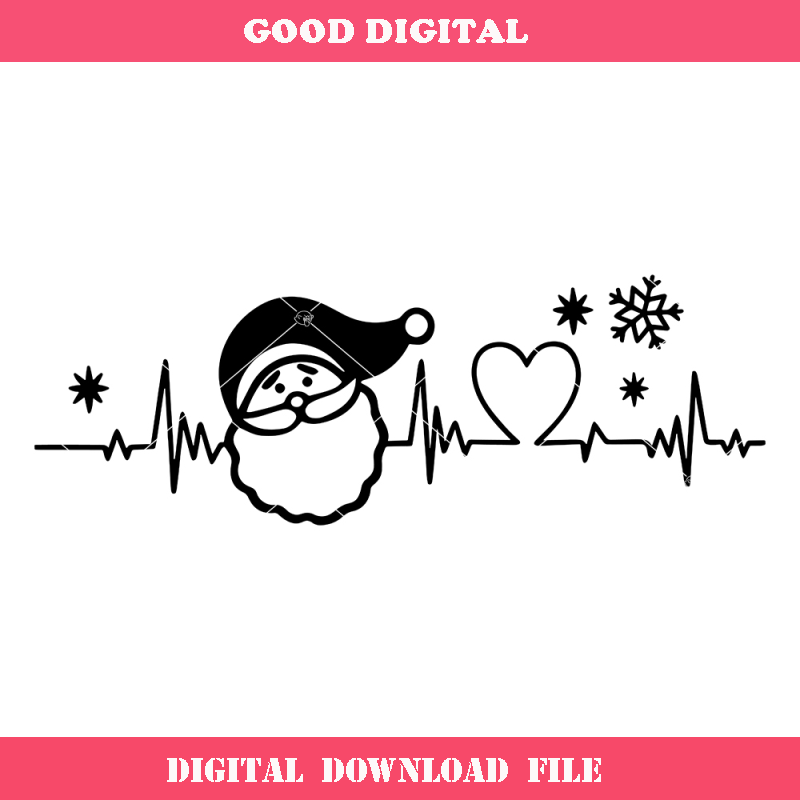 Christmas Santa Heartbeat Svg, Kids Christmas Svg, Santa Svg.jpg