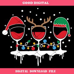 christmas wine glass svg, cheers wine glass svg, santa hat