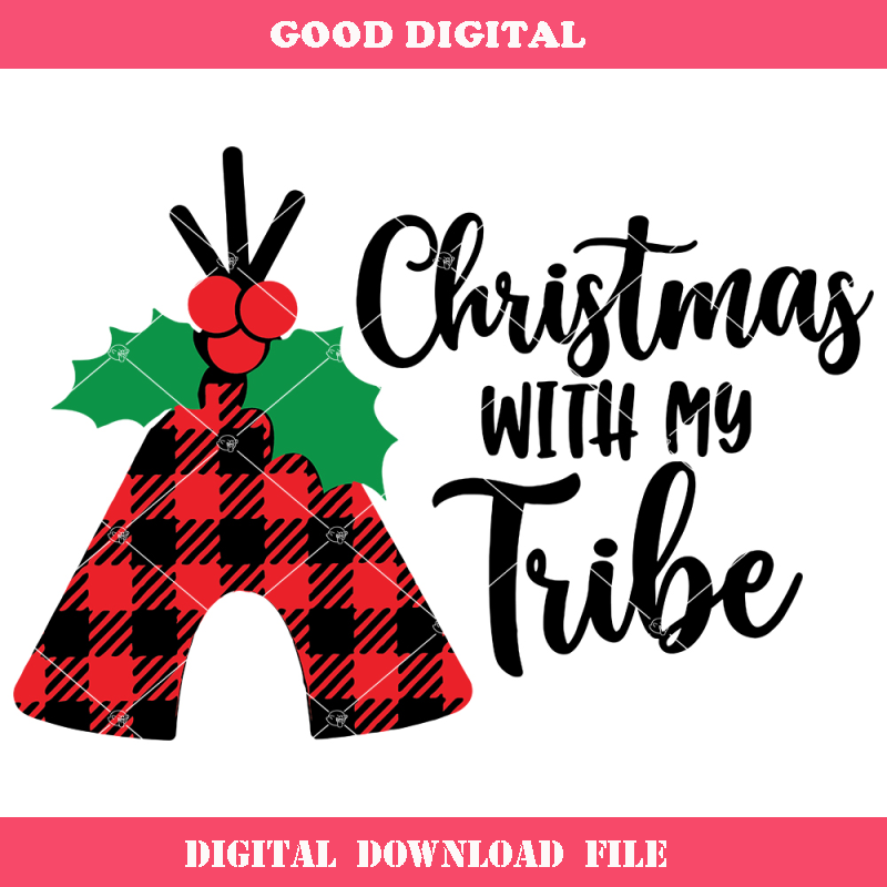 Christmas with my Tribe Svg, Buffalo Plaid Svg, Christmas.jpg