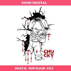 chucky through the wall svg, chucky doll svg, chucky killer