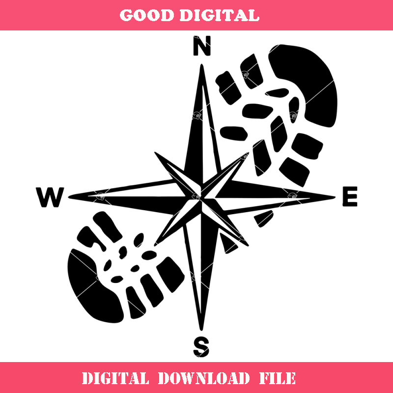Compass Star Svg, Shoe Print with Compass Svg.jpg