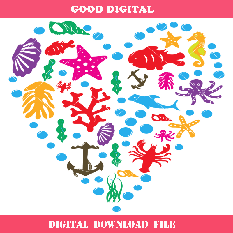 Corals and Sea Weeds Svg, Under the Sea Svg, Sea Heart Svg.jpg