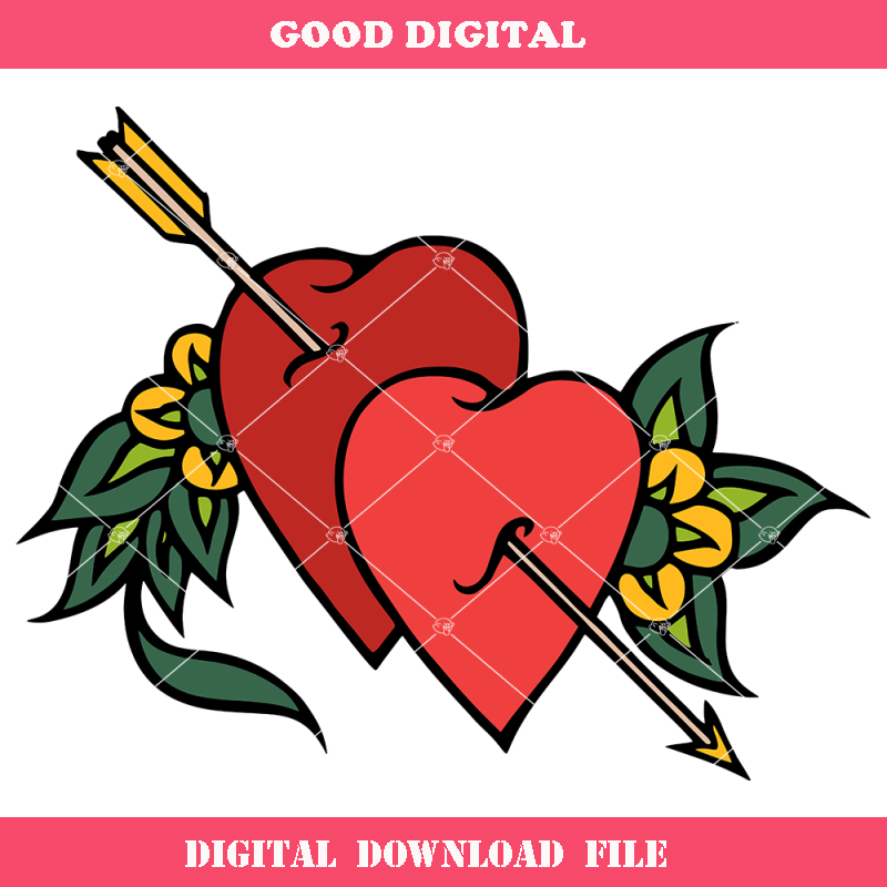 Couple Hearts Arrow Svg, Valentine Day Svg, Hearts.jpg