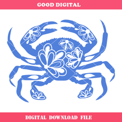 crab mandala svg, crab flowers svg, art crustacean svg
