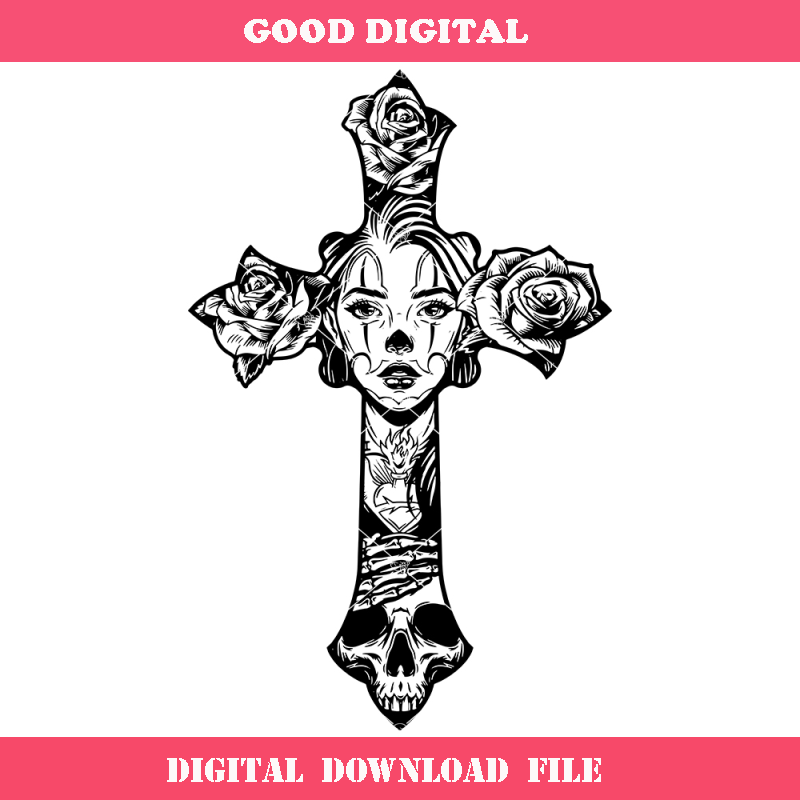 Cross Flower Svg, Style Tattoos Svg, Tattoo Art Svg.jpg