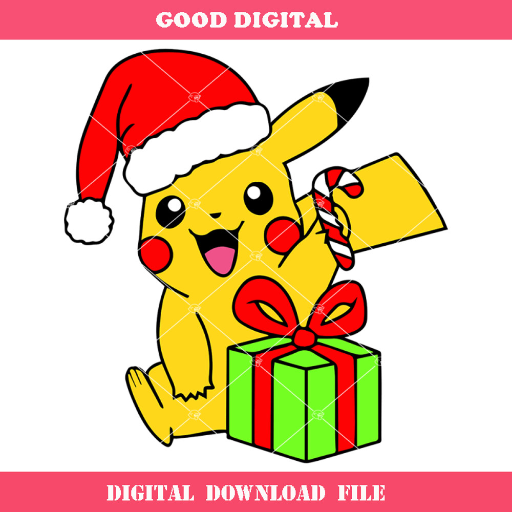 Cute Pikachu with Santa Hat Svg, Pokemon Christmas Svg.jpg