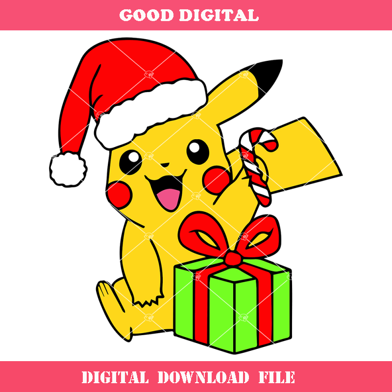 Cute Pikachu with Santa Hat Svg, Pokemon Christmas Svg.jpg