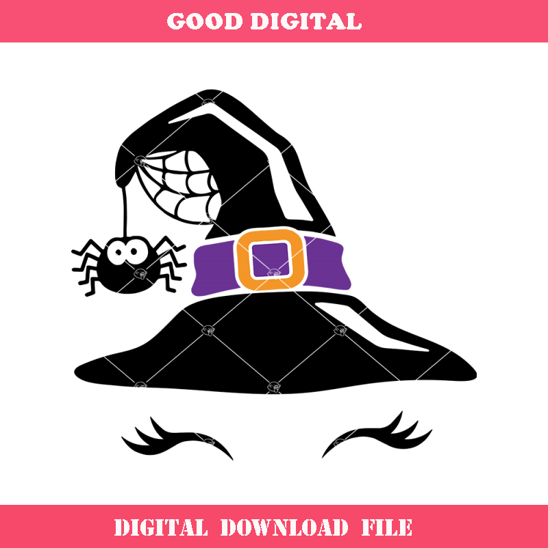 Cute Witch Hat Svg, Cute Witch Face Svg, Cobweb Svg.jpg