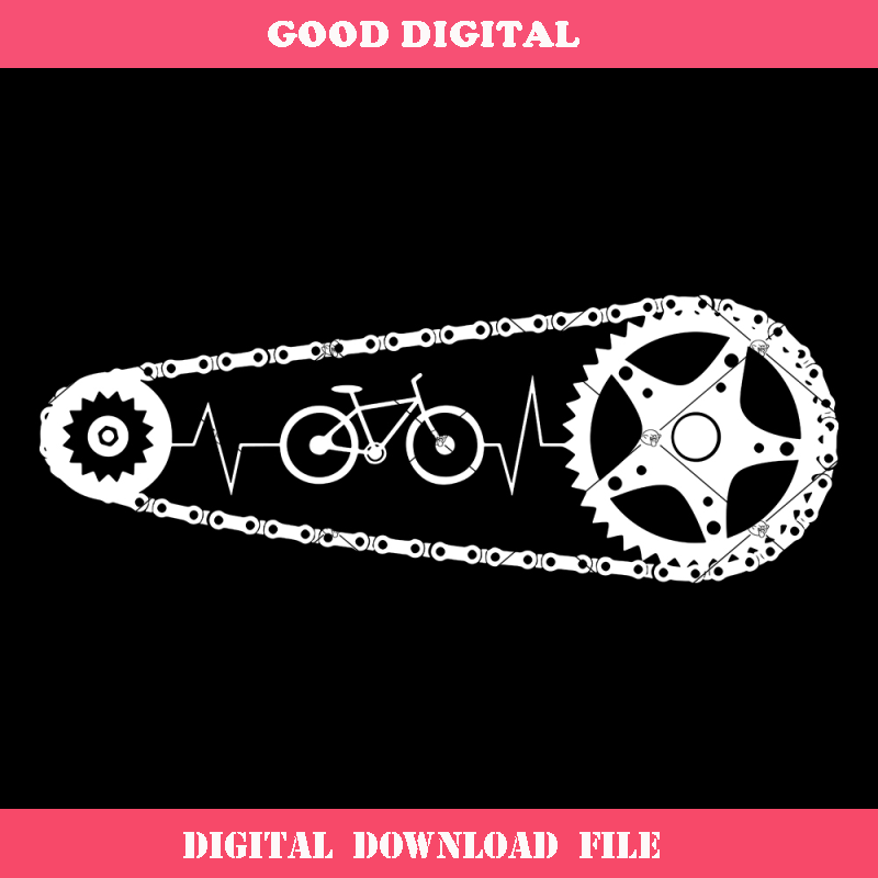 Cycling Heartbeat Svg, Love Biking Svg, Bicycle Chain Svg.jpg