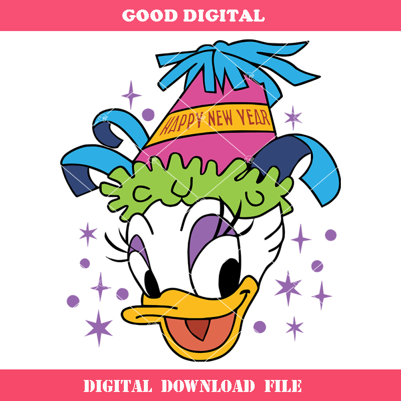 Daisy Duck and Friends New Year Hat Svg, Happy New Year.jpg