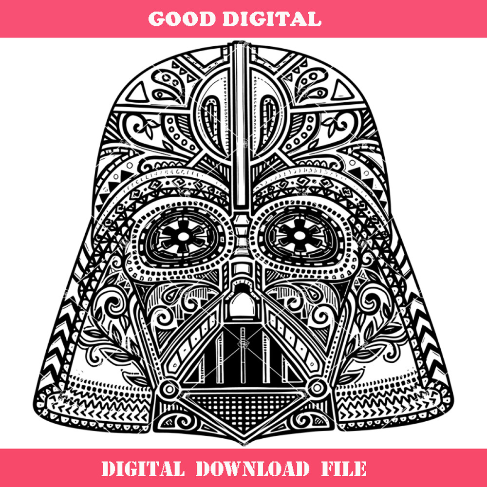 Darth Vader Helmet Sugar Skull Svg, Darth Vader Mandala Svg.jpg