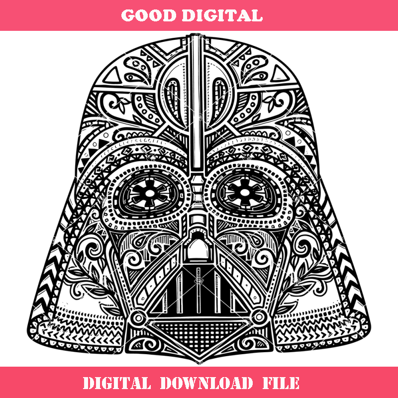 Darth Vader Helmet Sugar Skull Svg, Darth Vader Mandala Svg.jpg