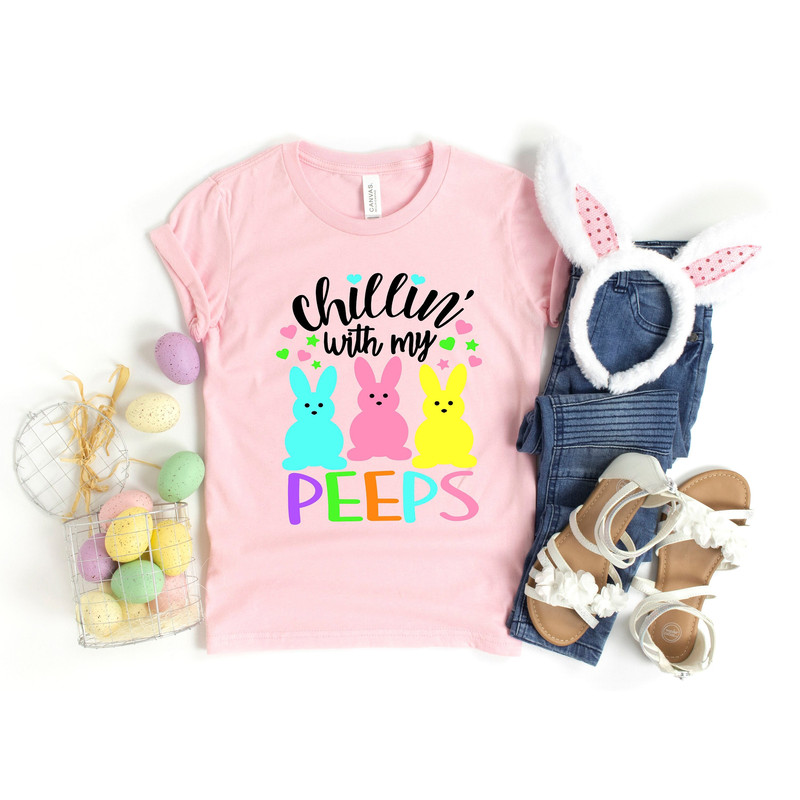 Chilling With My Peeps Shirt, Chilling With My Peeps Shirt, Cute Easter Shirt, Gift For Easter Day, Peeps Easter Shirt, Easter Family Shirt 1.jpg