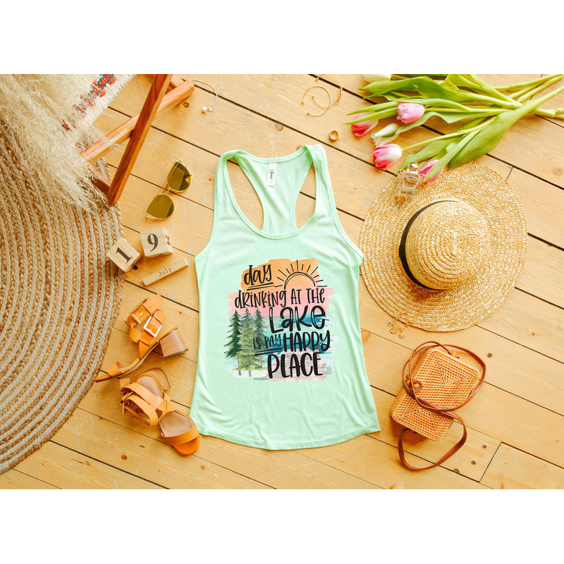 Day Drinking On The Lake Is My Happy Place, Day Drinking Shirt, Lake Shirt, Cute Camping Shirt, Nature Lover Shirt, Funny Drinking Shirt.jpg