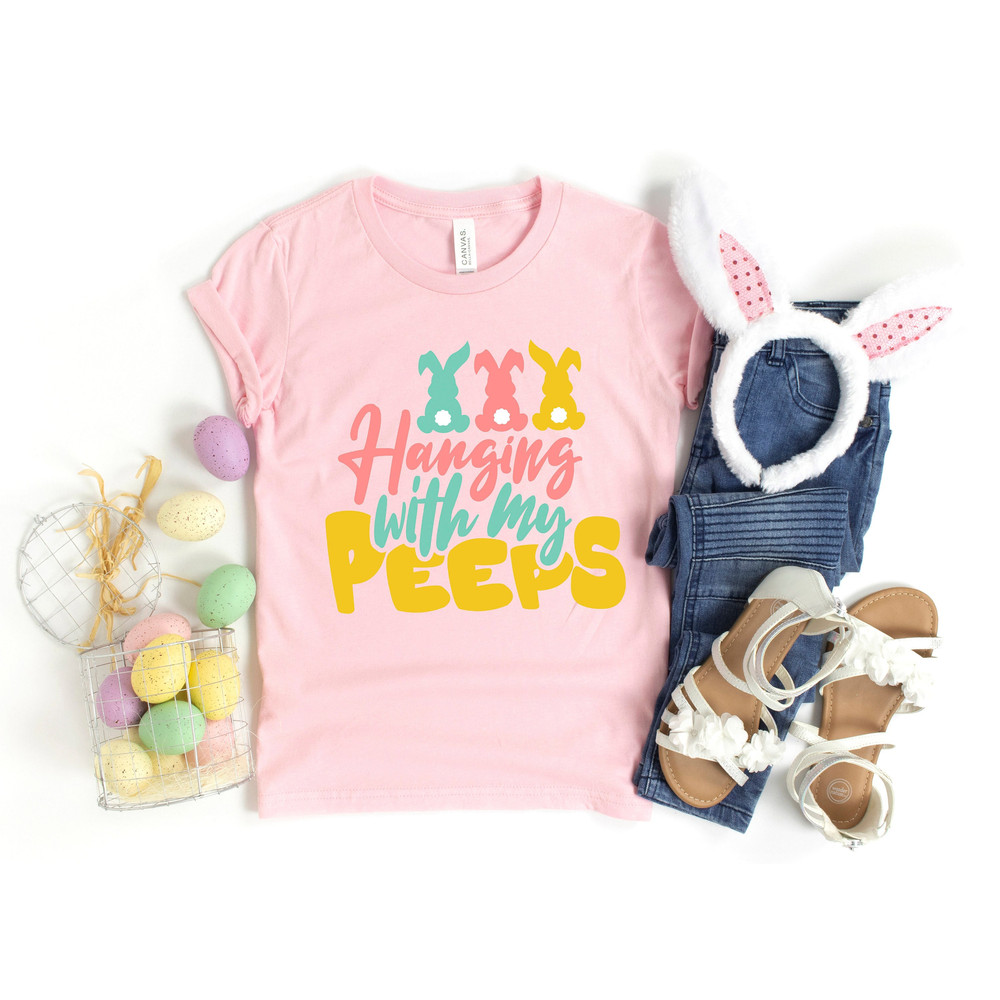 Hanging With My Peeps, Happy Easter shirt, Easter Shirt, Bunny shirt, Peeps Shirt, Easter shirt for family, Funny Easter Shirt, 1.jpg