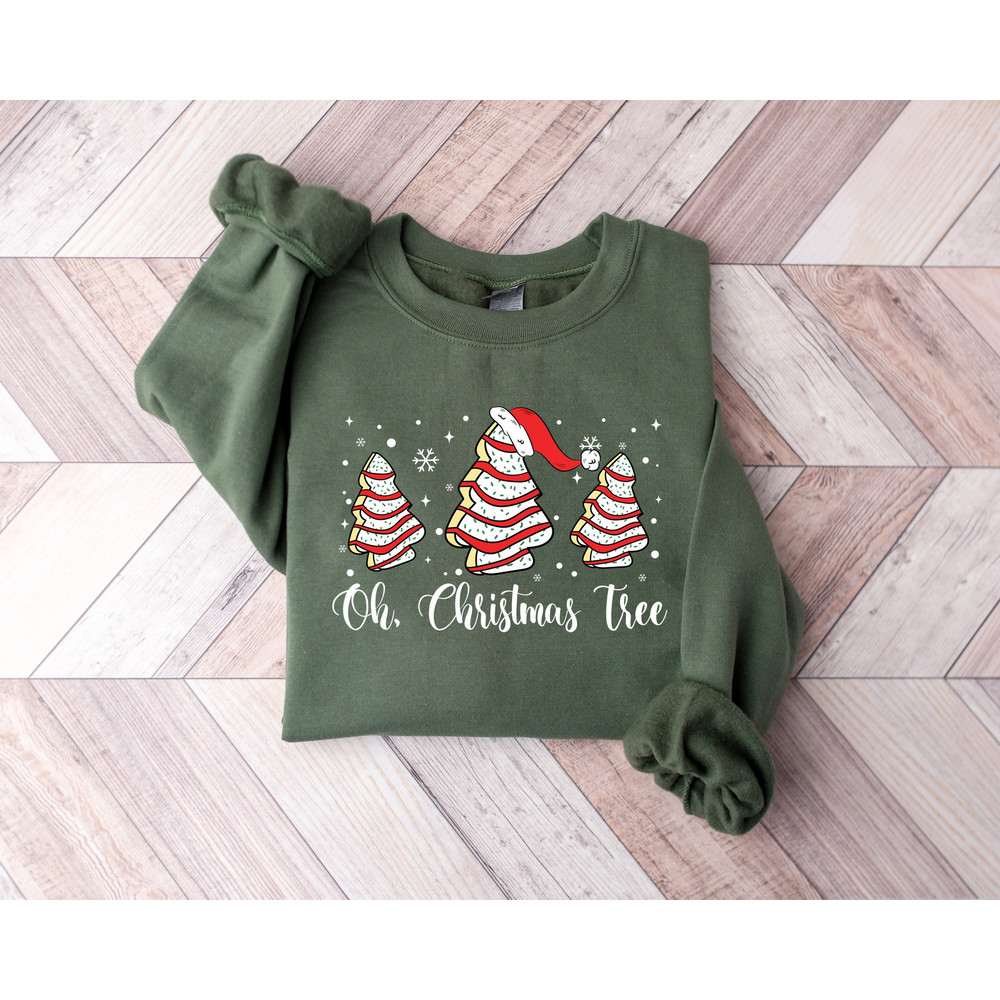 Oh Christmas Tree Santa Hat Sweatshirt,Christmas Cake Sweatshirt, Snowflakes Sweater,Womens Merry Christmas Shirts,Xmas Tee,Merry and Bright.jpg