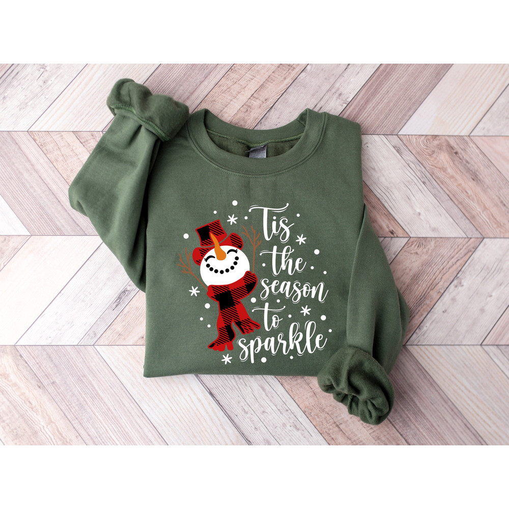 Tis The Season To Sparkle Christmas Matching Snowman Sweatshirt, Winter Matching Sweater, Womens Christmas Shirt, Christmas Matching Gift.jpg