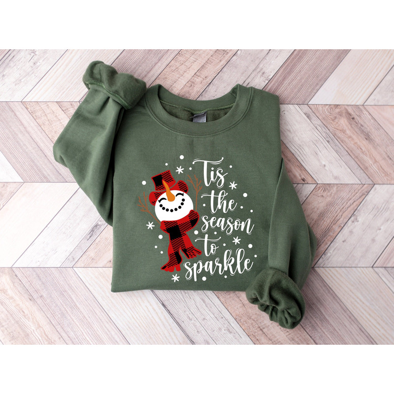 Tis The Season To Sparkle Christmas Matching Snowman Sweatshirt, Winter Matching Sweater, Womens Christmas Shirt, Christmas Matching Gift.jpg