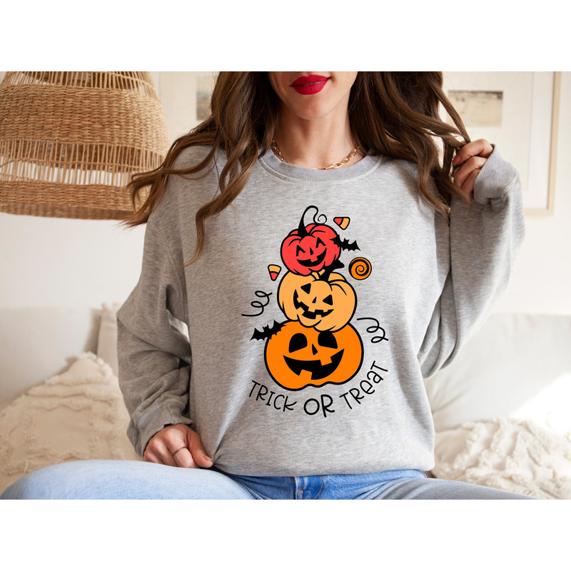 Trick or Treat Pumpkin Shirt, Pumpkin Shirt, Kids Halloween, Jack o Lantern, Cute Pumpkin Sweatshirt, Halloween Gift.jpg