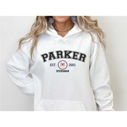 parker hoodie, spiderman hoodie, superhero hoodie, parker est 2001, avengers hoodie, marvel hoodie, kids parker hoodie,