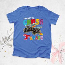 third grade shirt kids, im ready to crush school tee, boys first grade shirt, back to school shirt, monster shark shirt,
