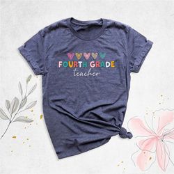fourth grade hearts teacher shirt, back to school squad shirt, teacher appreciation gift, grade level outfits, 4th grade